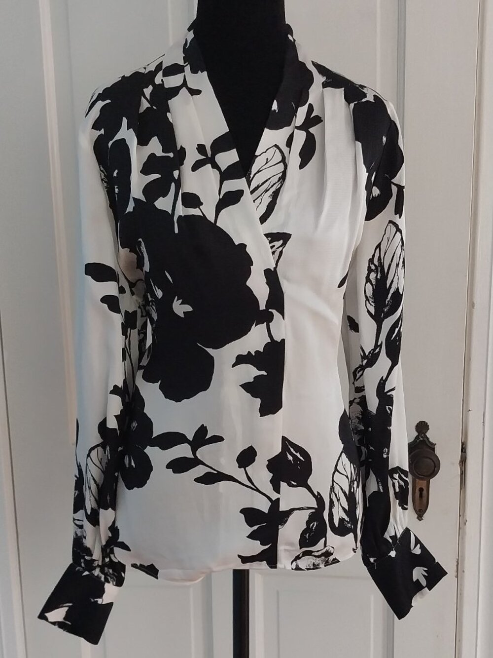 WHBM Floral Black and White Shirt